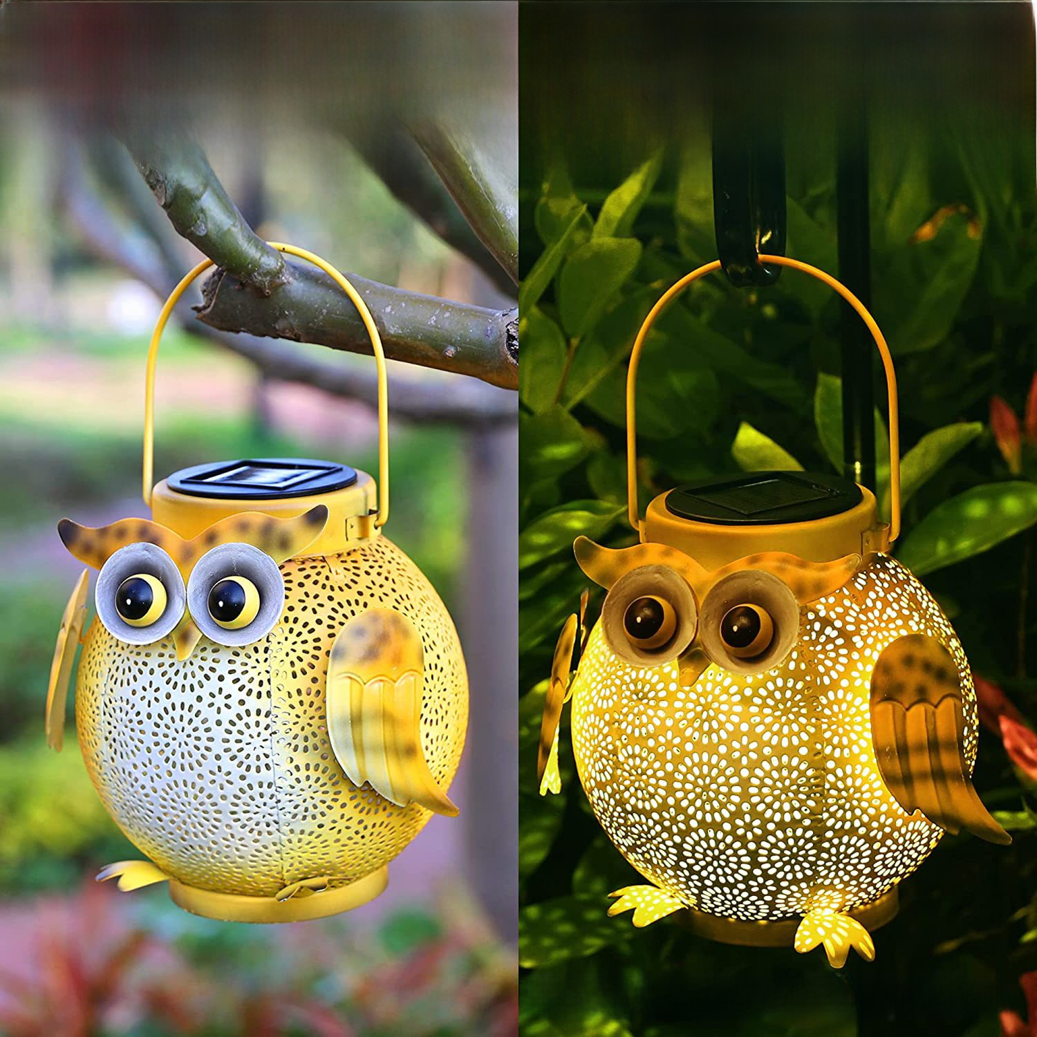 Wrought Iron Solar Owl Floor Lamp