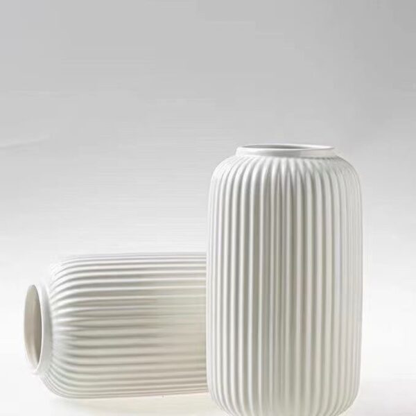 Vertical Striped Plastic Lantern Vase - Image 2